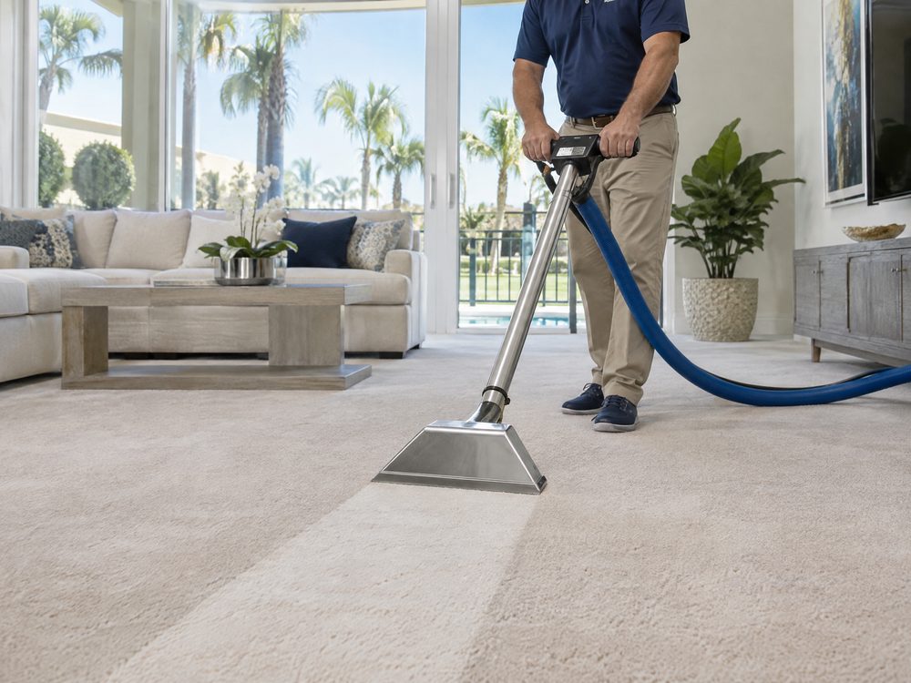 Carpet Cleaning pro at work